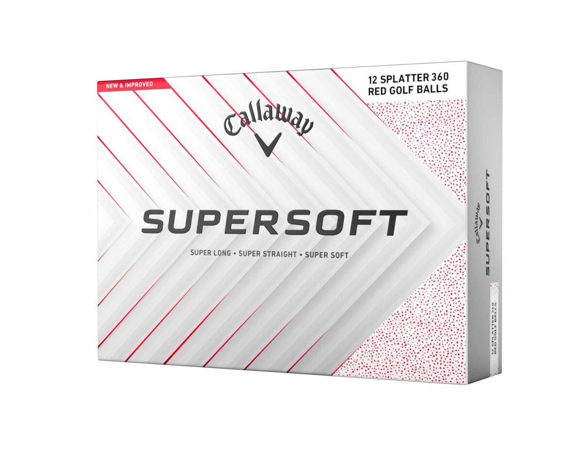 Callaway Supersoft 12er Packung Golfbälle 2025 Rot Splatter – Bild 2