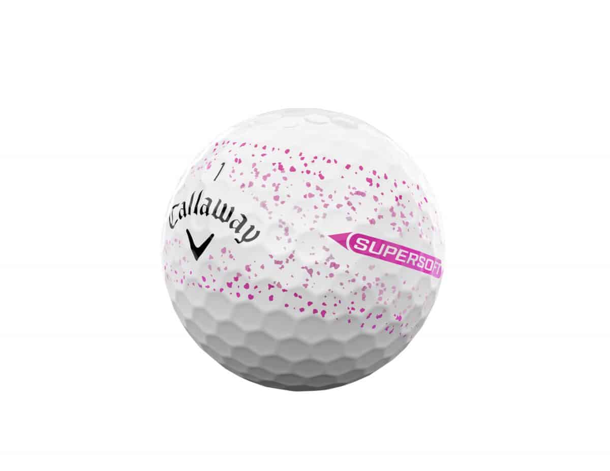 Supersoft-SplatterBall-Pink-quarter-view-2025_002 Callaway Supersoft 12er Packung Golfbälle 2025 Pink Splatter – Bild 1